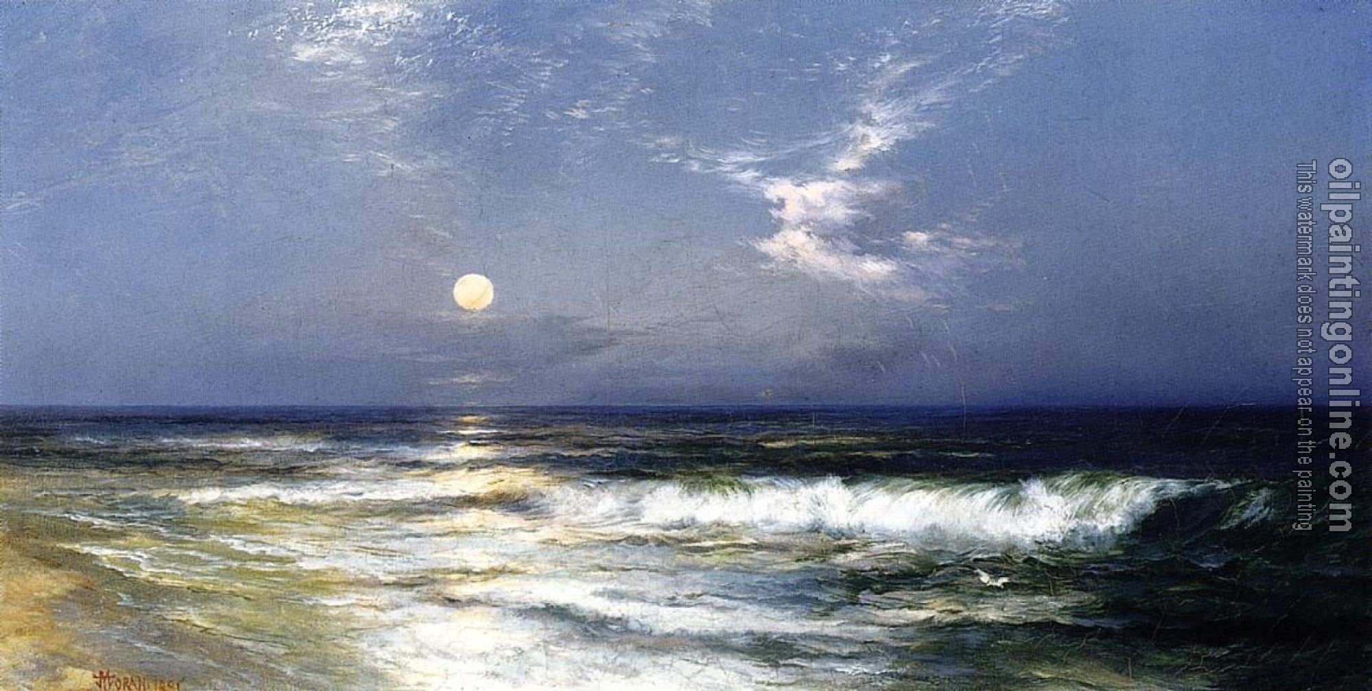 Moran, Thomas - Moonlit Seascape